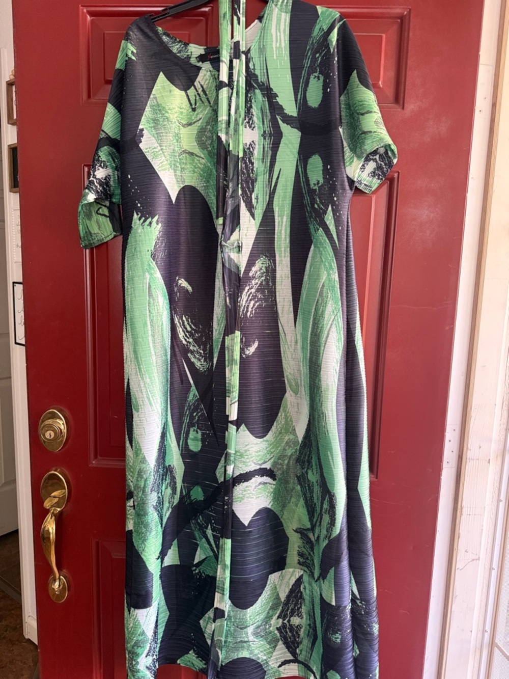 Abstract Green and Black Maxi Dress
